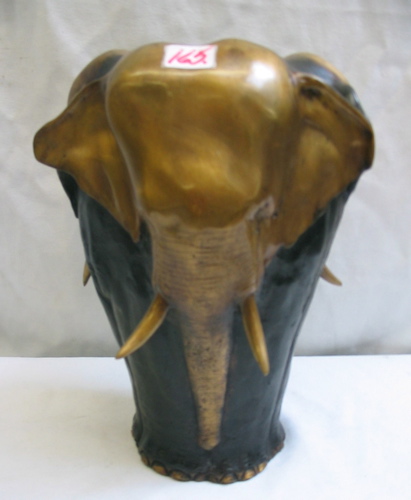 Appraisal: FIGURAL BRONZE ELEPHANT VASE The three-sided vase formed by elephant