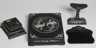 Appraisal: Asian Black Lacquer Mother Chinese and Japanese comprising a box