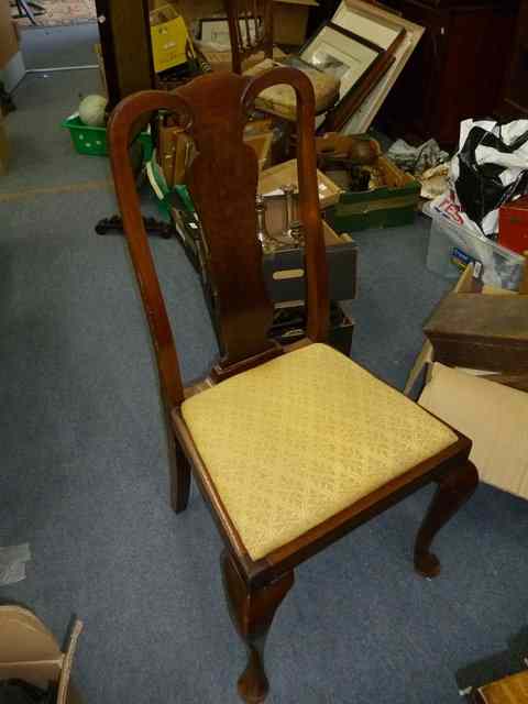 Appraisal: A SET OF FOUR MAHOGANY DINING CHAIRS with green inset