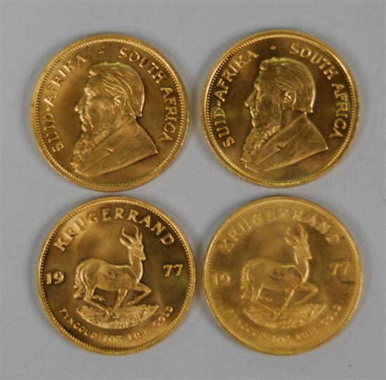 Appraisal: FOUR SOUTH AFRICAN GOLD KRUGERRANDS all dated