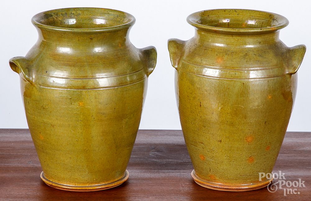 Appraisal: Pair of large Thomas Stahl redware crocks Pair of large