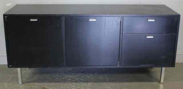 Appraisal: Harvey Probber Midcentury Credenza Black lacquered with chrome legs Labeled