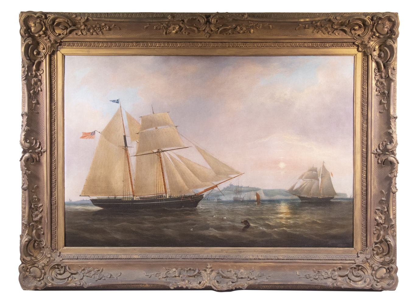 Appraisal: JOHN SCOTT UK - Sailing Vessels approaching Dover oil on