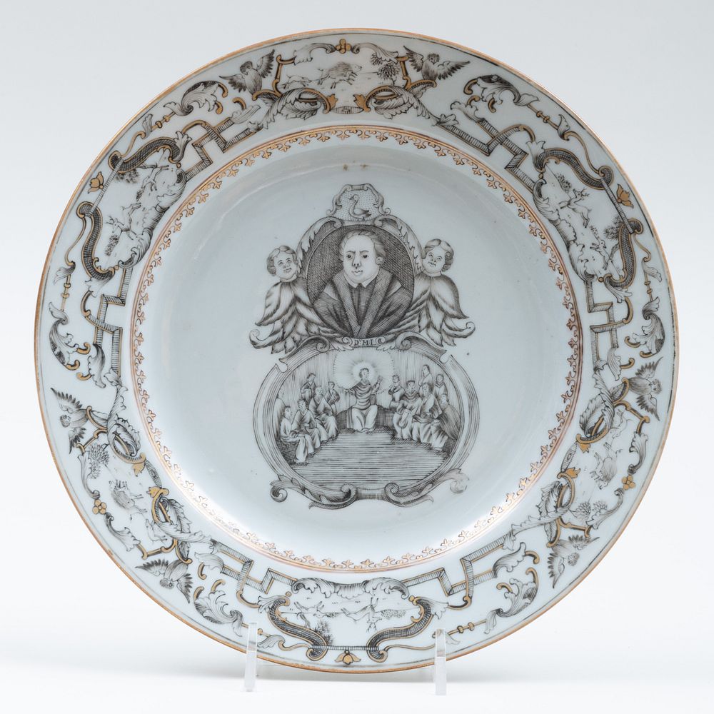 Appraisal: Chinese Export Gilt and Grisaille Porcelain 'Martin Luther' Plate in