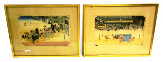 Appraisal: Two probably Edo period Japanese woodblocks Utagawa Hiroshige aka Ando