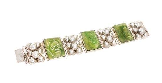 Appraisal: Sale Lot A Sterling Silver and Hardstone Bracelet Mexico containing