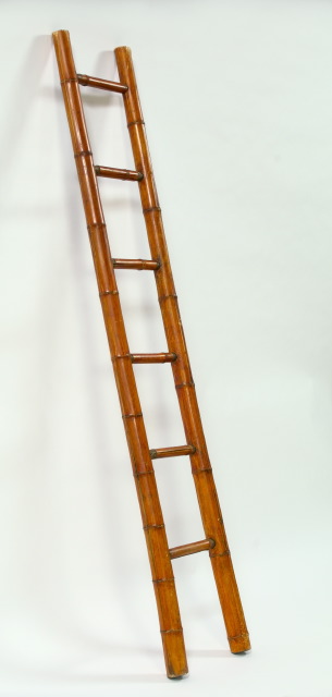 Appraisal: Asian Six-Rung Bamboo Ladder each rung mortised and pinned into