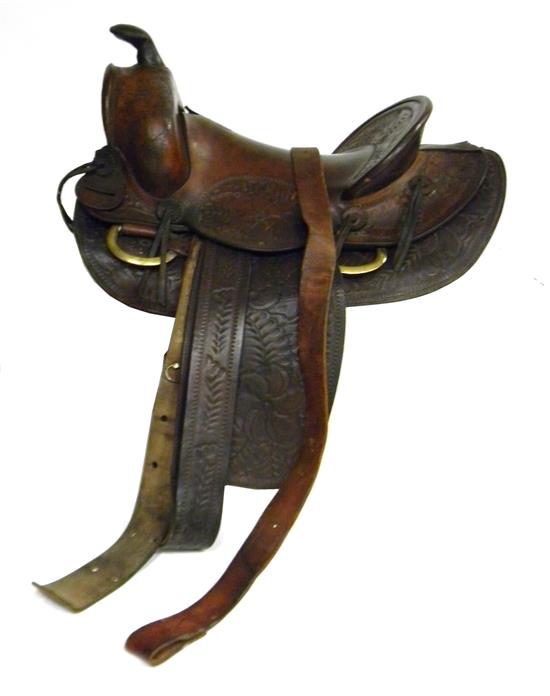 Appraisal: J C Higgins Vintage Western saddle c late s-early s