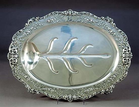 Appraisal: Gorham sterling well-and-tree platter circa unidentified pattern in the rococo