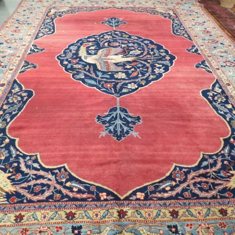 Appraisal: Antique Tabriz Persian Handmade Room Size Rug salmon field elaborate