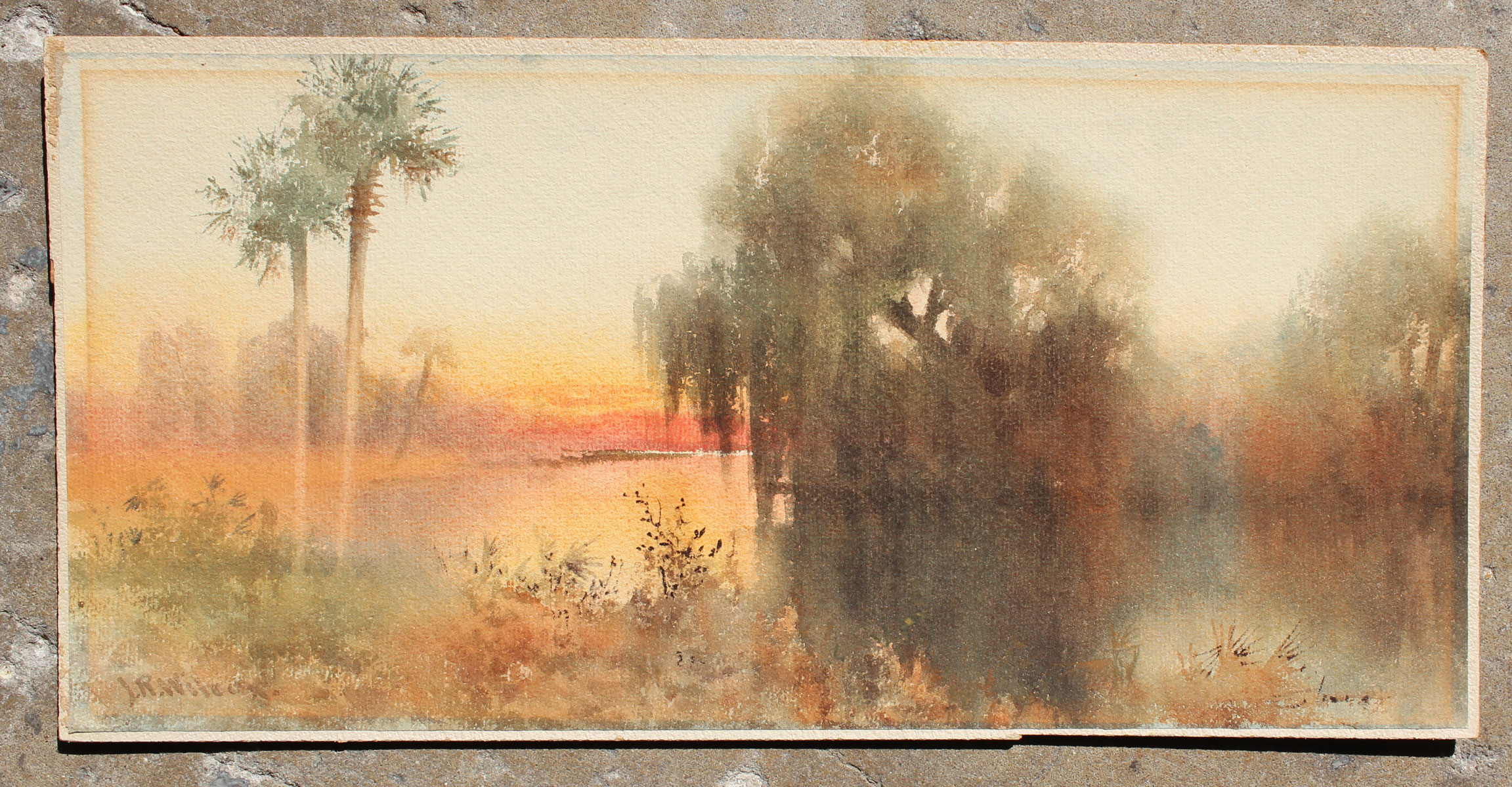 Appraisal: WILCOX James Ralph American - Tomoka Sunset Watercolor '' x