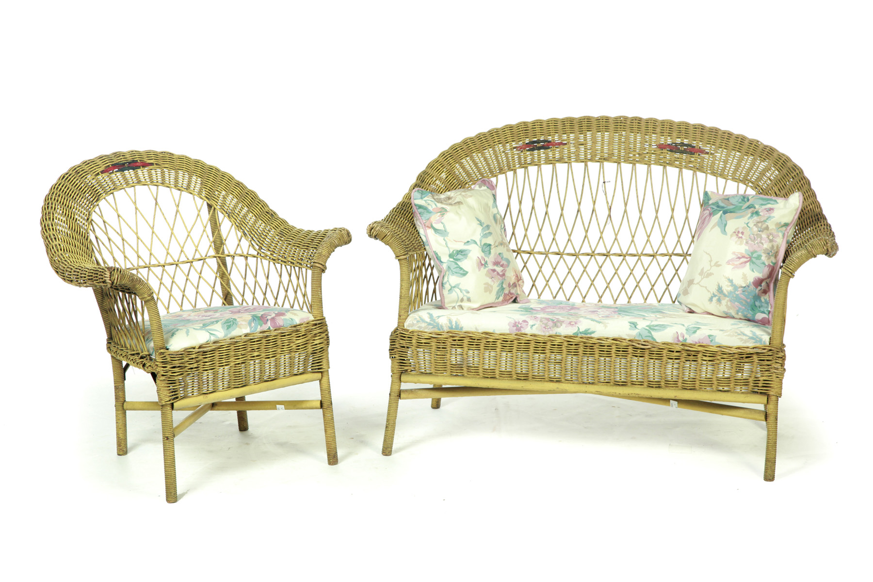 Appraisal: TWO PIECES OF CHILDS WICKER FURNITURE INCLUDING A CHAIR AND