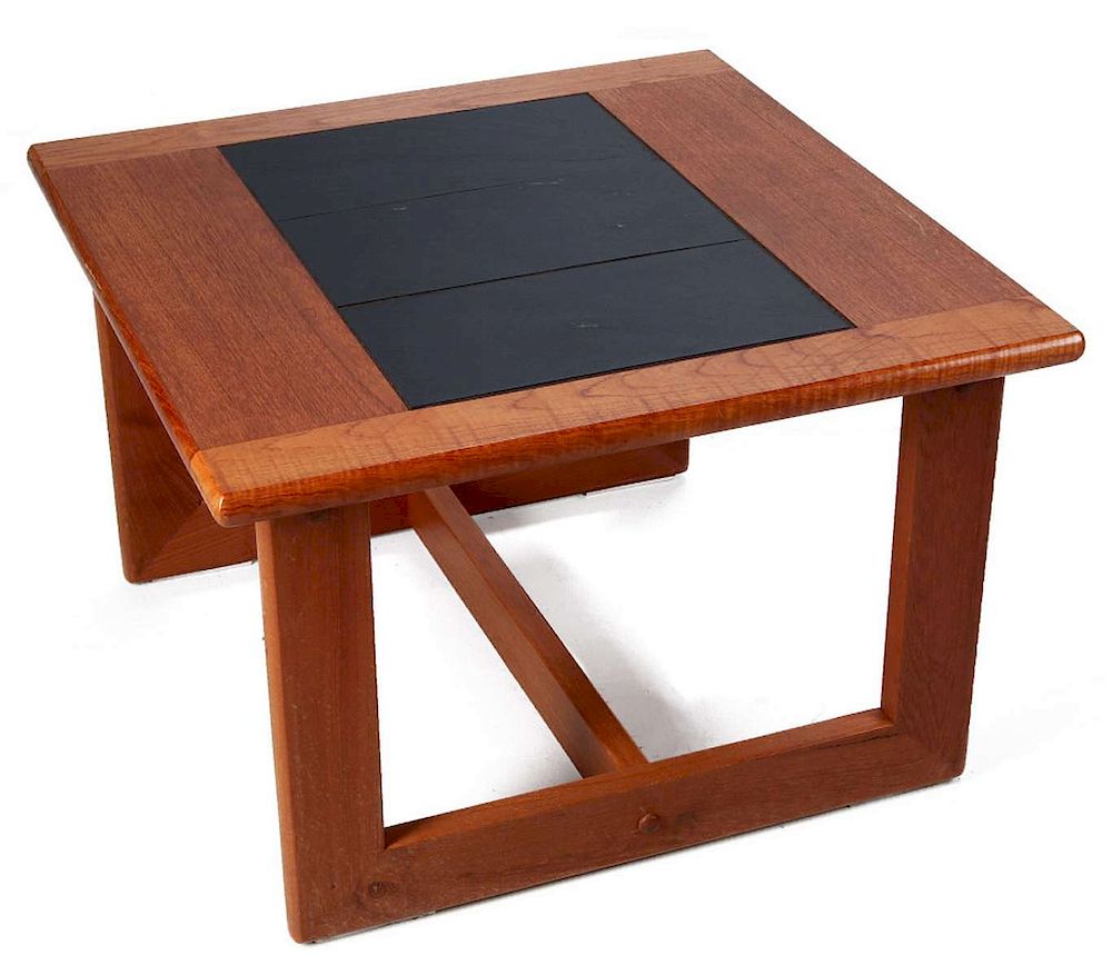 Appraisal: A DANISH MODERN SIDE TABLE TEAK WITH SLATE INLAY The