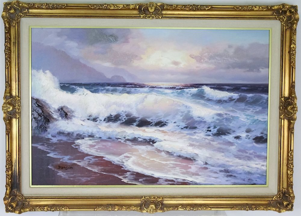 Appraisal: Seascape with Crashing Waves Oil Painting SIGNED Original oil painting