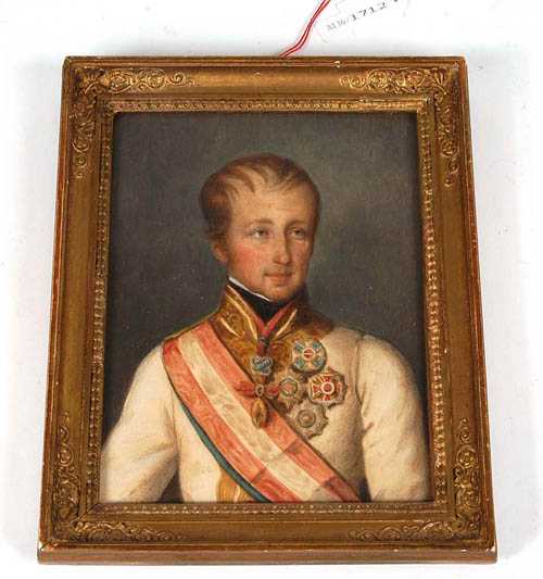 Appraisal: Austria circa Schiavone Natale attributed Gouache on paper Depicting Emperor