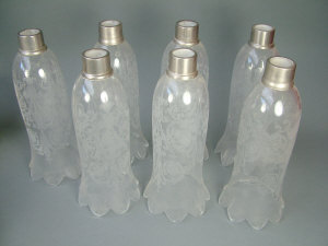 Appraisal: Seven Baccarat glass shades etched with scrolling foliate forms with