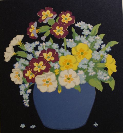 Appraisal: John Hall Thorpe - Forget-Me-Nots woodblock print signed 'Hall Thorpe'