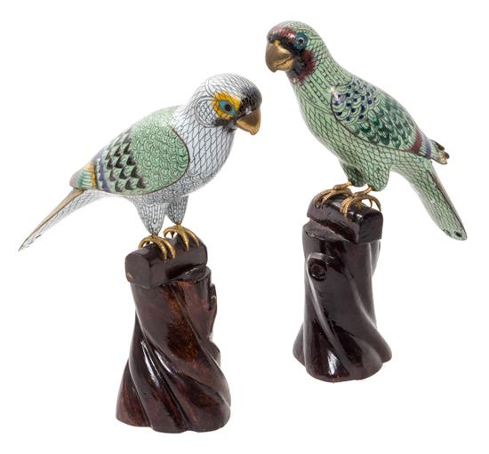 Appraisal: Sale Lot A Pair of Cloisonne Enamel Figure of Birds