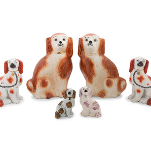 Appraisal: A Group of Fourteen Staffordshire Glazed Spaniels th and th