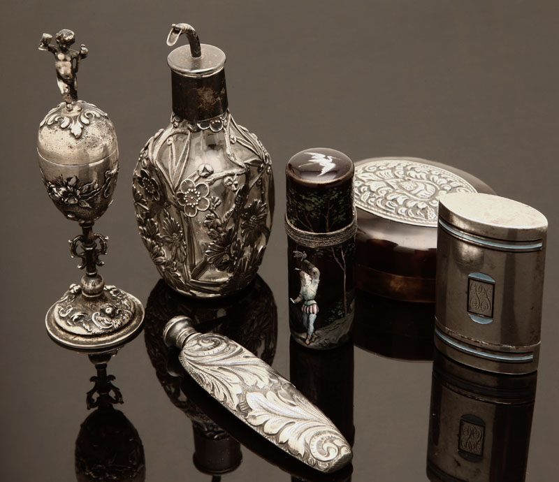 Appraisal: A mixed group of silver and enamel miniature and vanity