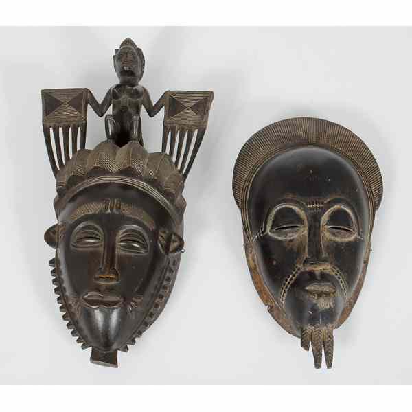 Appraisal: African Ivory Coast Baule Ancestor Masks lot of including detailed