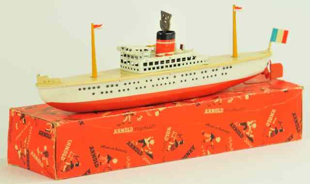 Appraisal: ARNOLD BOXED OCEAN LINER Germany c lithographed tin series comes