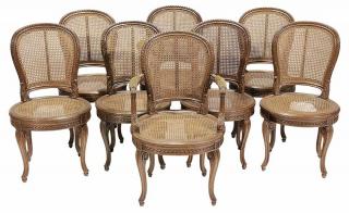 Appraisal: Set of Eight Provincial Louis XV Style Carved Oak and