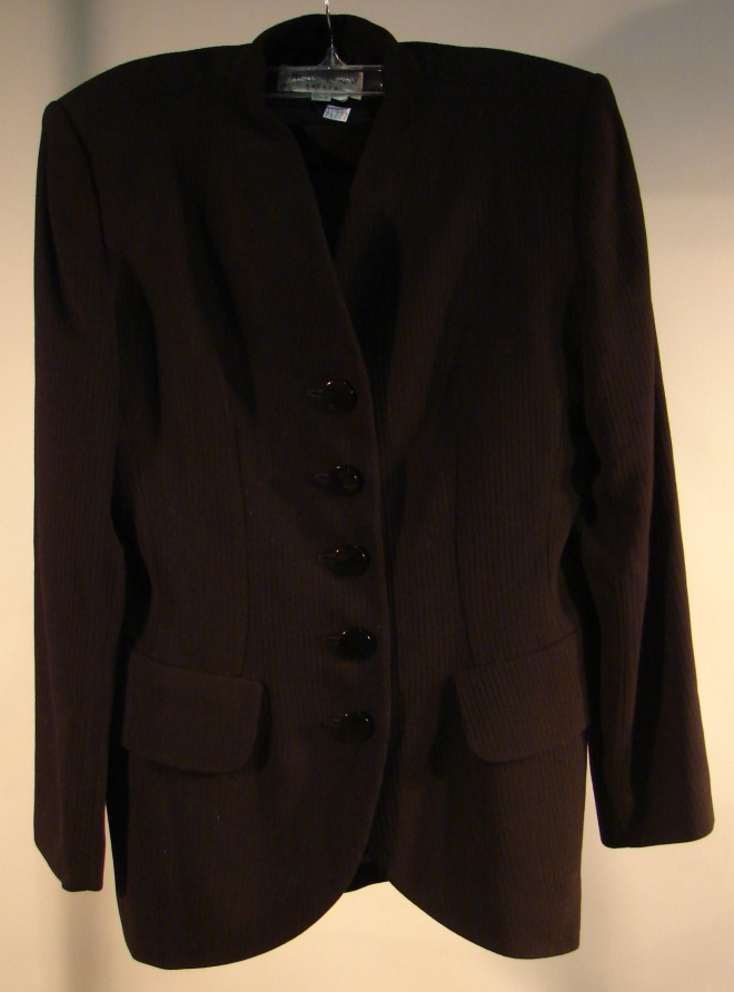 Appraisal: YVES SAINT LAURENT Wool ribbed texture skirt suit with cardigan