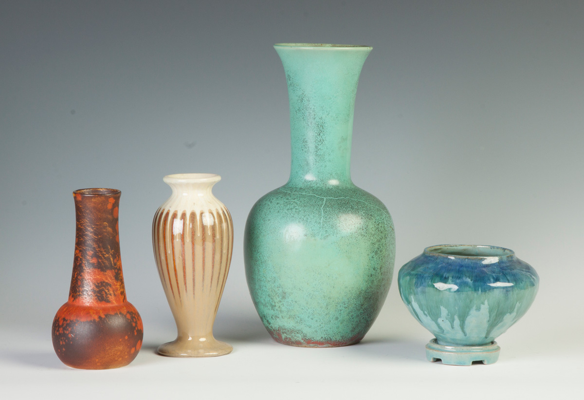 Appraisal: Group of Art Pottery L to R Cowan vase Fulper