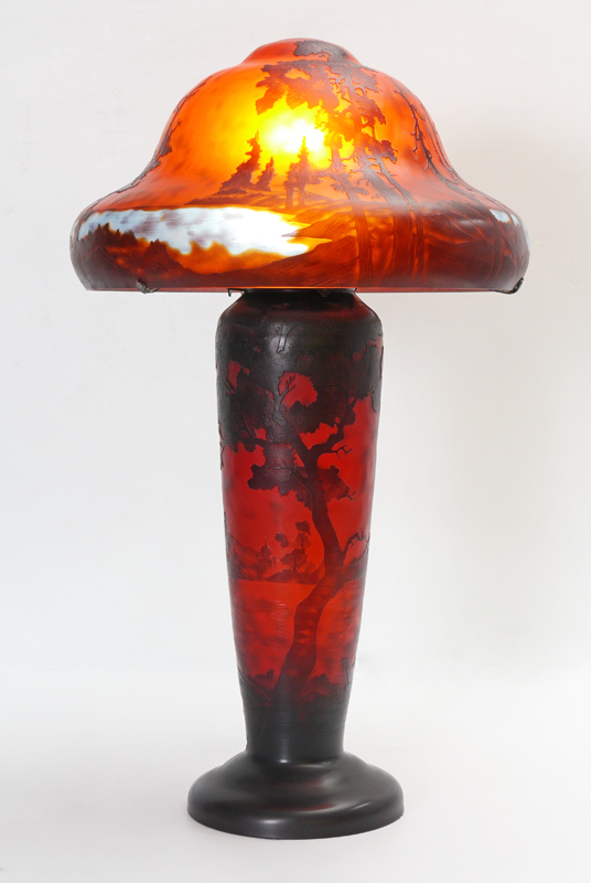 Appraisal: CONTEMPORARY GALLE STYLE CAMEO CUT LAMP In the manner of