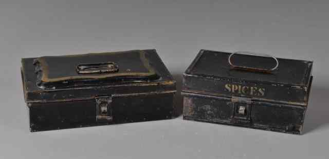 Appraisal: Two American Tin Spice ContainersTwo American spice tins with handles