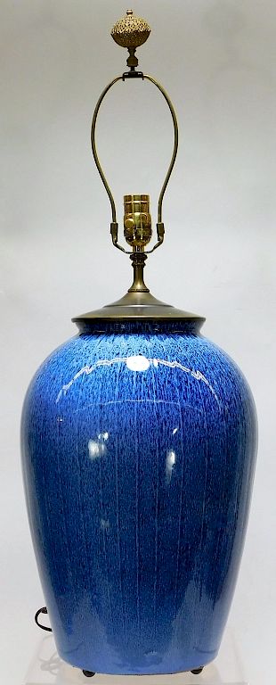 Appraisal: LG MCM Robins Egg Blue Chinese Taste Table Lamp United