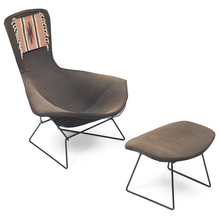 Appraisal: Harry Bertoia Bird chair and ottoman by Knoll s black