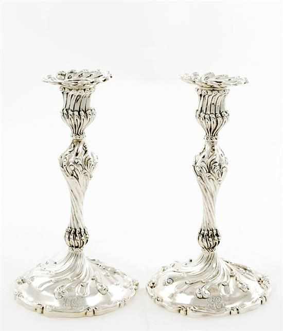 Appraisal: Pair Howard Co sterling candlesticks New York dated stylized anthemion