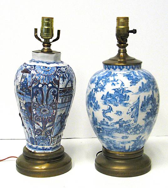 Appraisal: Two Dutch Delft blue and white vases th century The