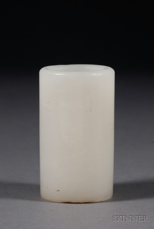 Appraisal: White Jade Brush Pot China th century ht in