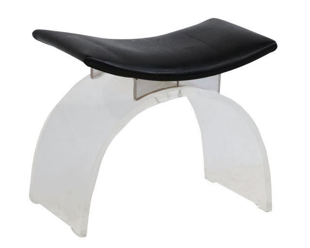 Appraisal: Modern upholstered and acrylic vanity stool attributed to Charles Hollis