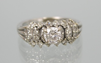 Appraisal: A Ladies' Diamond Ring in White Gold k white gold