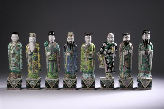 Appraisal: EIGHT CHINESE FAMILLE VERTE PORCELAIN FIGURES OF IMMORTALS Late th