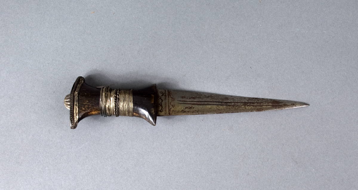 Appraisal: SUDANESE ARM DAGGER WITH SILVER MOUNTS The inch double edged