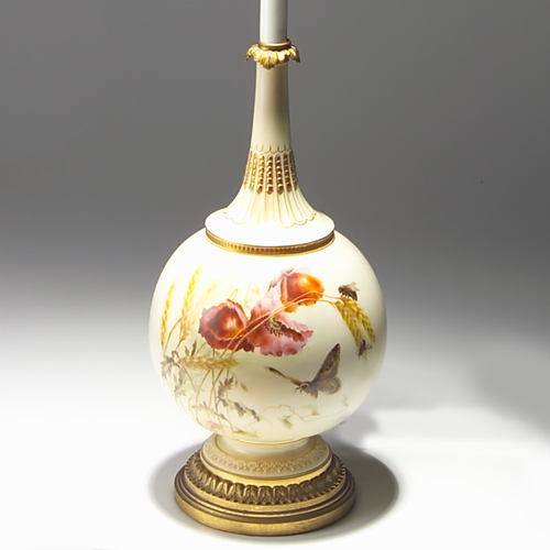 Appraisal: Royal Worchester table lamp with hand painted floral and bug