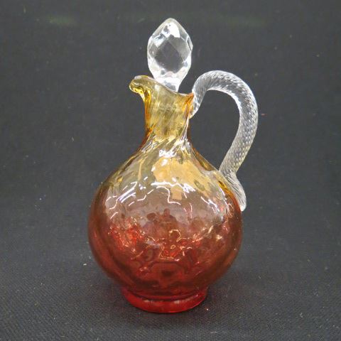 Appraisal: Amberina Art Glass Cruet diamond quilted circa