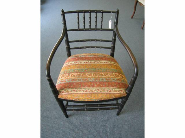 Appraisal: Victorian Side Chair ebonized carved bamboo style