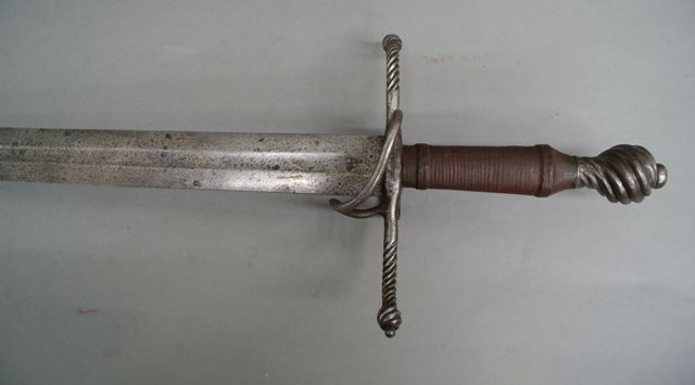 Appraisal: A rare German hand-and-a-half broadsword inch double edged blade struck