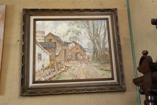 Appraisal: OIL ON BOARD BE LESLIE COPE Depicting a farm with