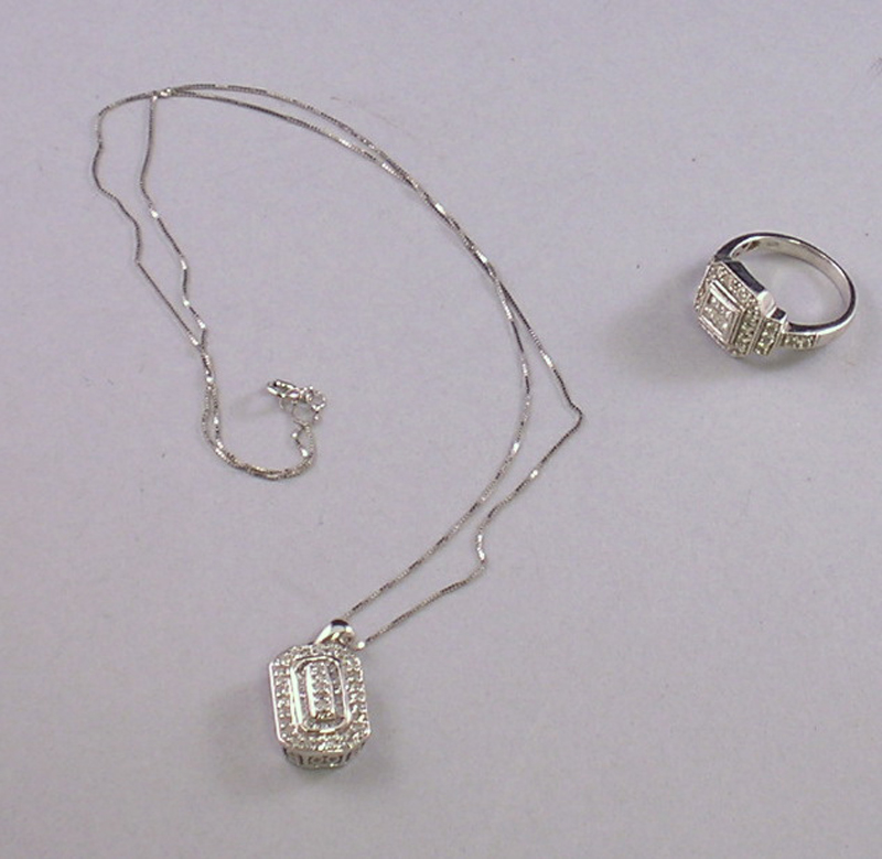 Appraisal: Two kt White Gold and Diamond Jewelry Items a pendant