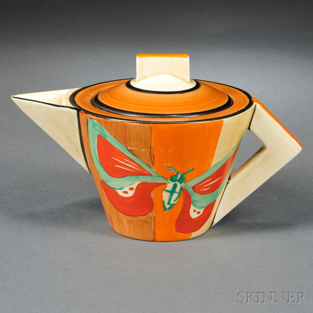 Appraisal: Clarice Cliff Butterfly Pattern Teapot and Cover England c Fantasque