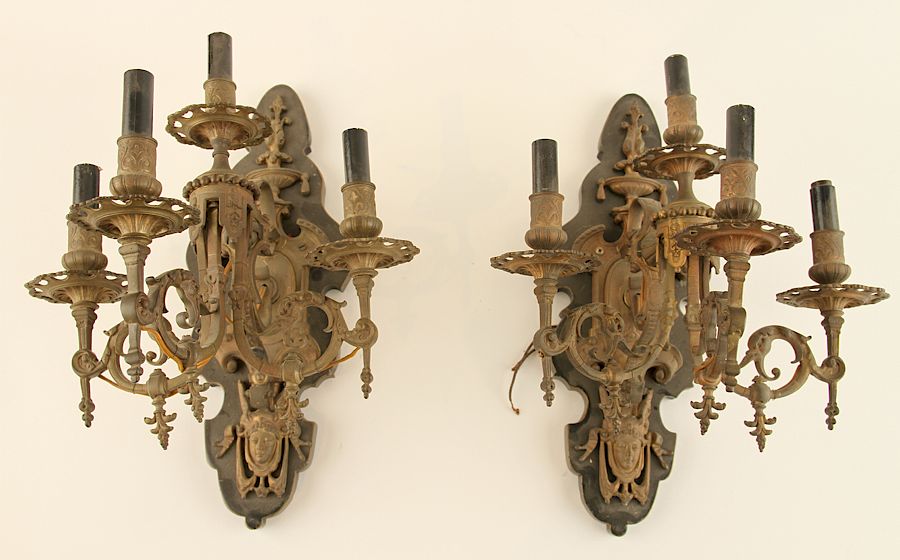 Appraisal: PAIR LATE TH C AMERICAN BRASS LIGHT SCONCES A pair