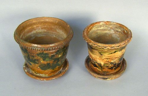 Appraisal: Two redware flower pots th c h and h