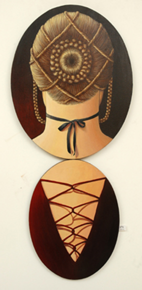 Appraisal: Deborah Klein born Choker oil on canvas oval panels each